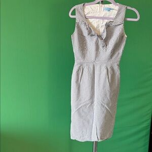 ANTONIO MELANI Black and White Striped Midi Dress